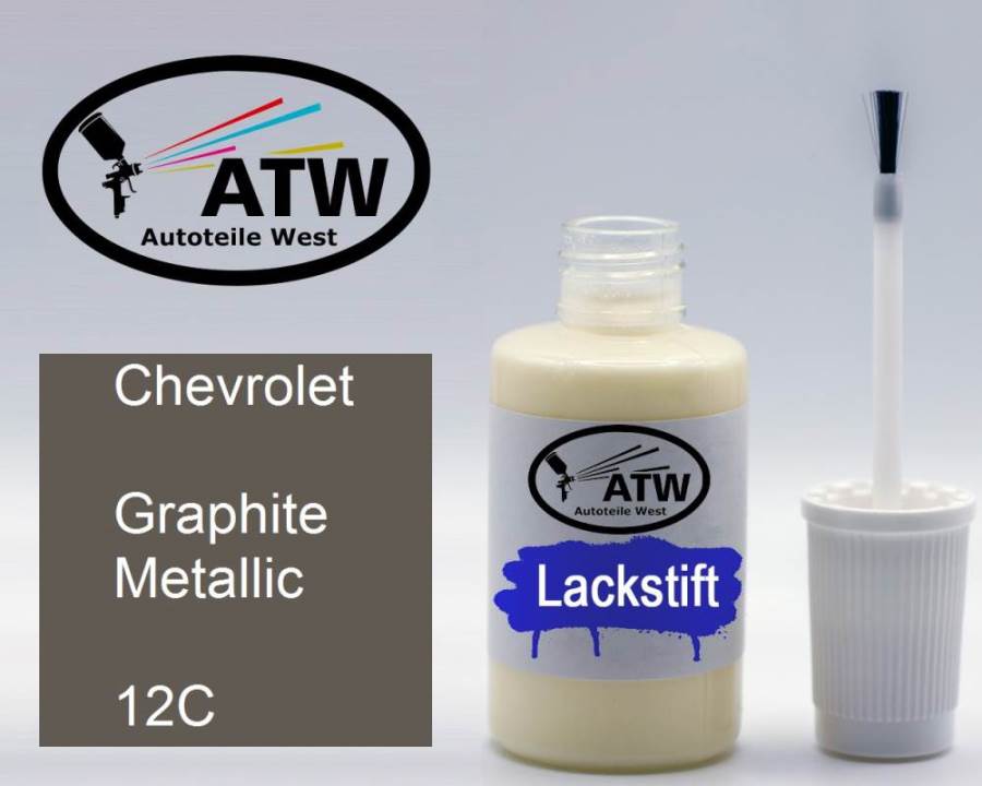 Chevrolet, Graphite Metallic, 12C: 20ml Lackstift, von ATW Autoteile West.